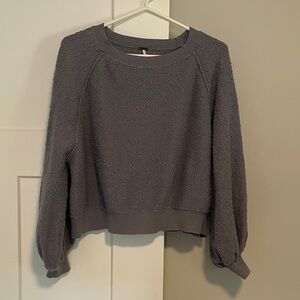 Free People Textured Knit Sweater in slate blue-gray